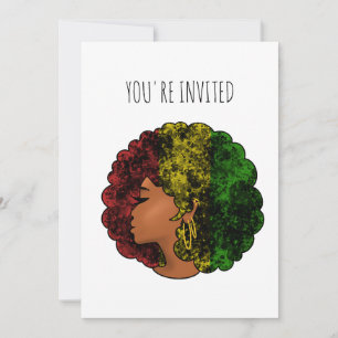 Rasta zwarte meisje vrouw afro rood geel groen kaart