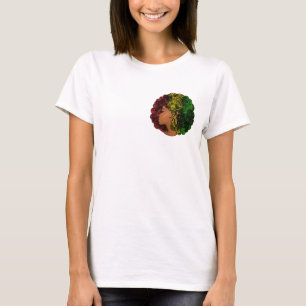 Rasta zwarte meisje vrouw afro rood geel groen t-shirt