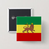 Rastafaarse vlag (Rastafarianisme) (Rasta) Vierkante Button 5,1 Cm (Voorkant /achterkant)