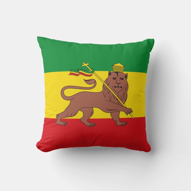 Rastafaarse vlag van Ethiopië Lion Judah Kussen (Voorkant)