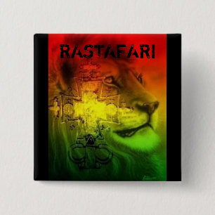 Rastafari Badge Vierkante Button 5,1 Cm