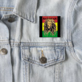 Rastafari Badge Vierkante Button 5,1 Cm (In situ)
