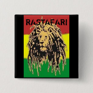 Rastafari Badge Vierkante Button 5,1 Cm