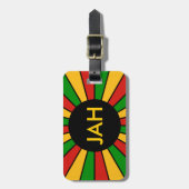 RASTAFARI FLAG BUTTON RAYS + uw teken of monogram Bagagelabel (Voorkant verticaal)