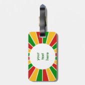 RASTAFARI FLAG BUTTON RAYS + uw teken of monogram Bagagelabel (Achterkant verticaal)