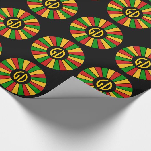 RASTAFARI FLAG BUTTON RAYS + uw teken of monogram Cadeaupapier (Hoek)
