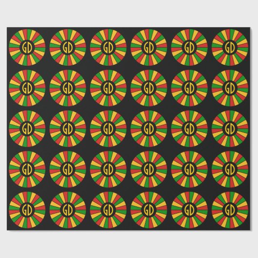 RASTAFARI FLAG BUTTON RAYS + uw teken of monogram Cadeaupapier (Vlak)
