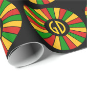 RASTAFARI FLAG BUTTON RAYS + uw teken of monogram Cadeaupapier (Rol Hoek)