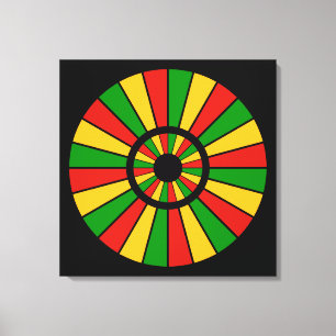 RASTAFARI FLAG BUTTON RAYS + uw teken of monogram Canvas Afdruk