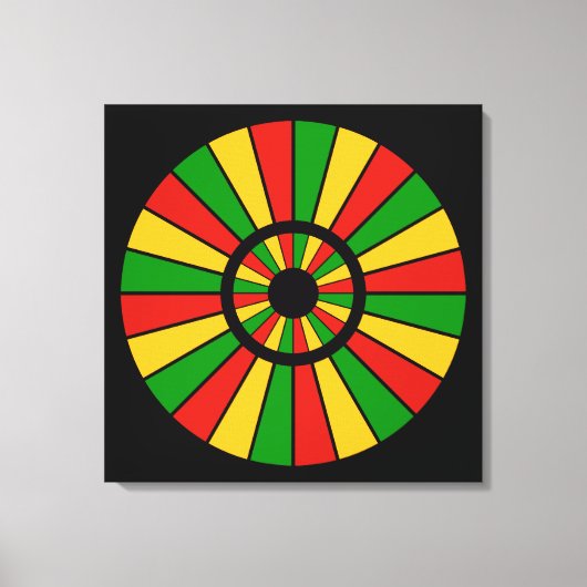 RASTAFARI FLAG BUTTON RAYS + uw teken of monogram Canvas Afdruk (Voorkant)