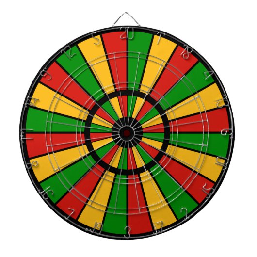 RASTAFARI FLAG BUTTON RAYS + uw teken of monogram Dartbord (Voorkant)