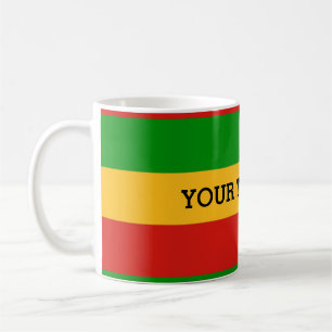 RASTAFARI FLAG COLORS + jouw tekst Koffiemok