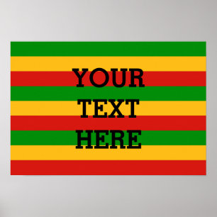 RASTAFARI FLAG COLORS + jouw tekst Poster