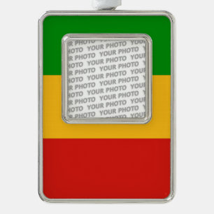 RASTAFARI FLAG COLORS + uw foto Verzilverd Kader Ornament
