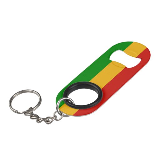 RASTAFARI FLAG COLORS + uw ideeën Mini Flessenopener (Voorkant Gekanteld)