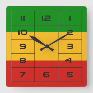 RASTAFARI FLAG COLORS + uw ideeën Vierkante Klok