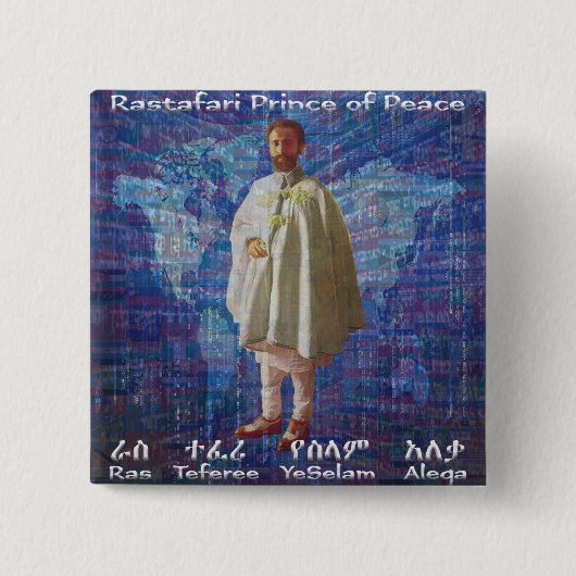 Rastafari Prince of Peace Vierkante Button 5,1 Cm (Voorkant)