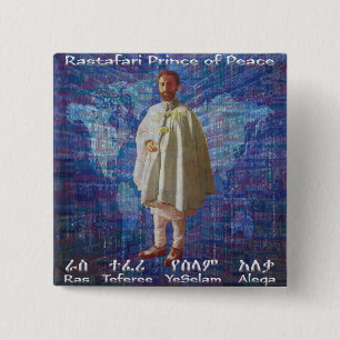 Rastafari Prince of Peace Vierkante Button 5,1 Cm