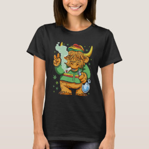 Rastafari Wiet Roken Schotse Hoogland Koe Reggae G T-shirt