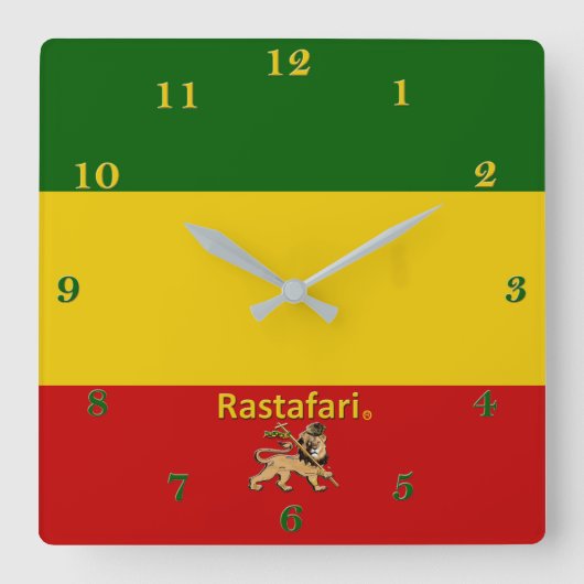 Rastafarian Bob Marley Region Wall Clock Vierkante Klok (Voorkant)