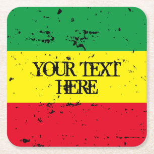 Rastafarian flag reggaalized muziek personalized vierkante kartonnen onderzetter