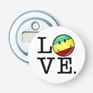 Rastafarian Love Happy Rasta Flag Button Flesopener