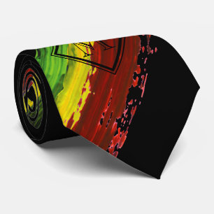 Rastafarian Paint Strokes Black Monogram One Side Stropdas