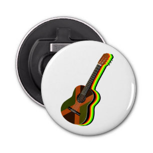 Rastafarian Reggae Guitar Button Flesopener