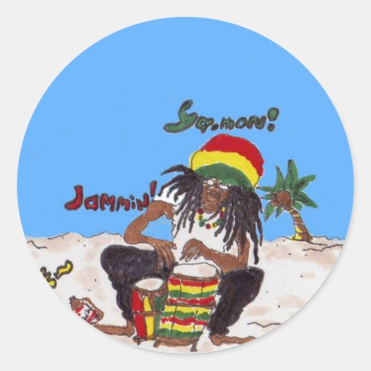 rastaman coaster ronde sticker (Voorkant)
