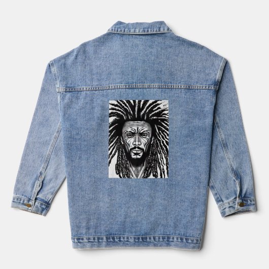 Rastaman Reggae Dub Jah Rasta design Premium_32 Denim Jacket (Achterkant)