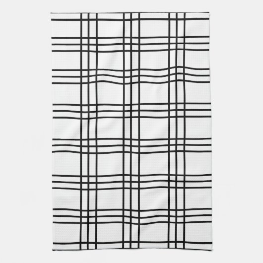 Raster Black en White Pset Tartan Pattern Theedoek (Verticaal)