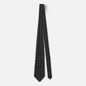 Raster Line Stripe Black en White Stropdas (Voorkant)