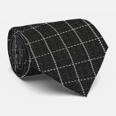 Raster Line Stripe Black en White Stropdas (Opgerold)