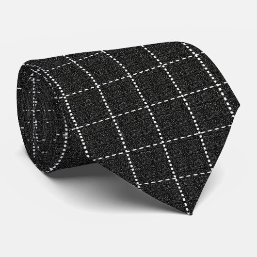 Raster Line Stripe Black en White Stropdas (Opgerold)