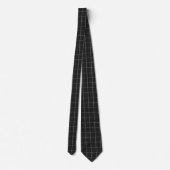 Raster Line Stripe Black en White Stropdas (Achterkant)