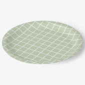 Raster Patroon Pastel Groen Plaid Papieren Bordje (Gekanteld)