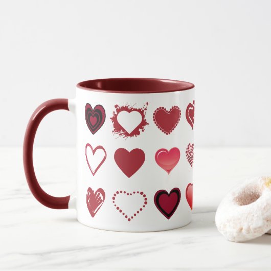 Raster van harten Mok (Met donut)