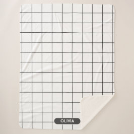 Raster Zwart en Wit Sherpa Deken