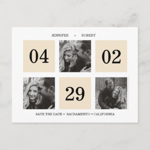 rasterfotocollage Crème Save the date Aankondigingskaart