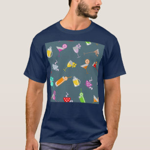 rasterpatroon met cocktailglazen bier t-shirt