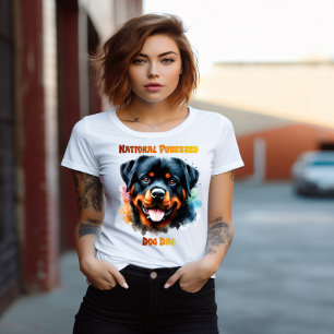Raszuivere Rottweiler Dog Poses voor Nationale Dag T-shirt