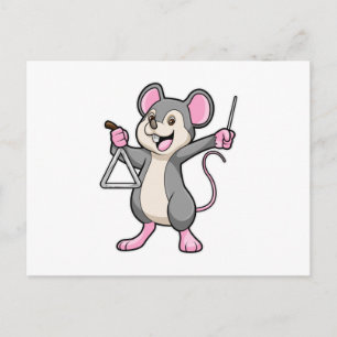 Rat aan muziek met triangel briefkaart