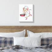 Rat als Cook met pan- en koelingspet Canvas Afdruk (Insitu (Slaapkamer))