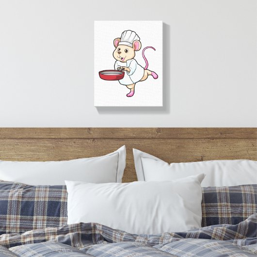 Rat als Cook met pan- en koelingspet Canvas Afdruk (Insitu (Slaapkamer))