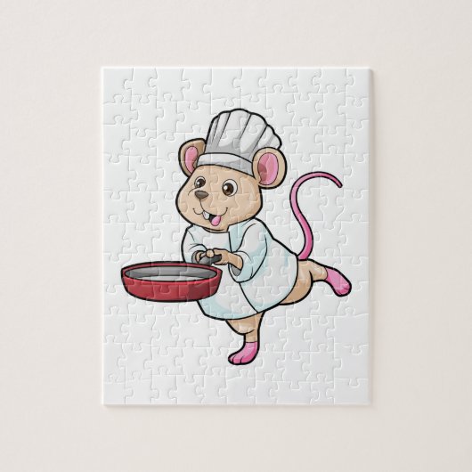 Rat als Cook met pan- en koelingspet Legpuzzel (Verticaal)