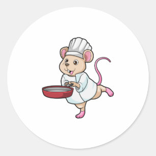 Rat als Cook met pan- en koelingspet Ronde Sticker