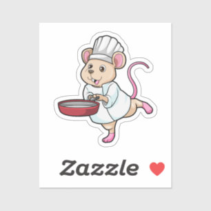 Rat als Cook met pan- en koelingspet Sticker