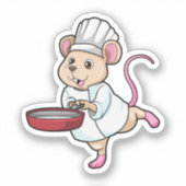 Rat als Cook met pan- en koelingspet Sticker (Voorkant)