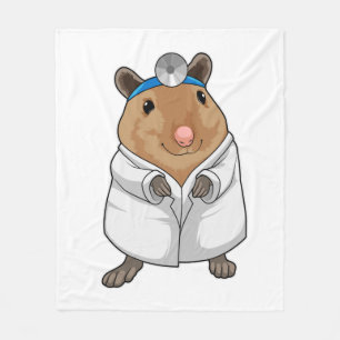 Rat als dokter met doktersjas fleece deken