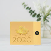 Rat Année 2020 fruits Élégant Monogramme Carte pos (Debout devant)